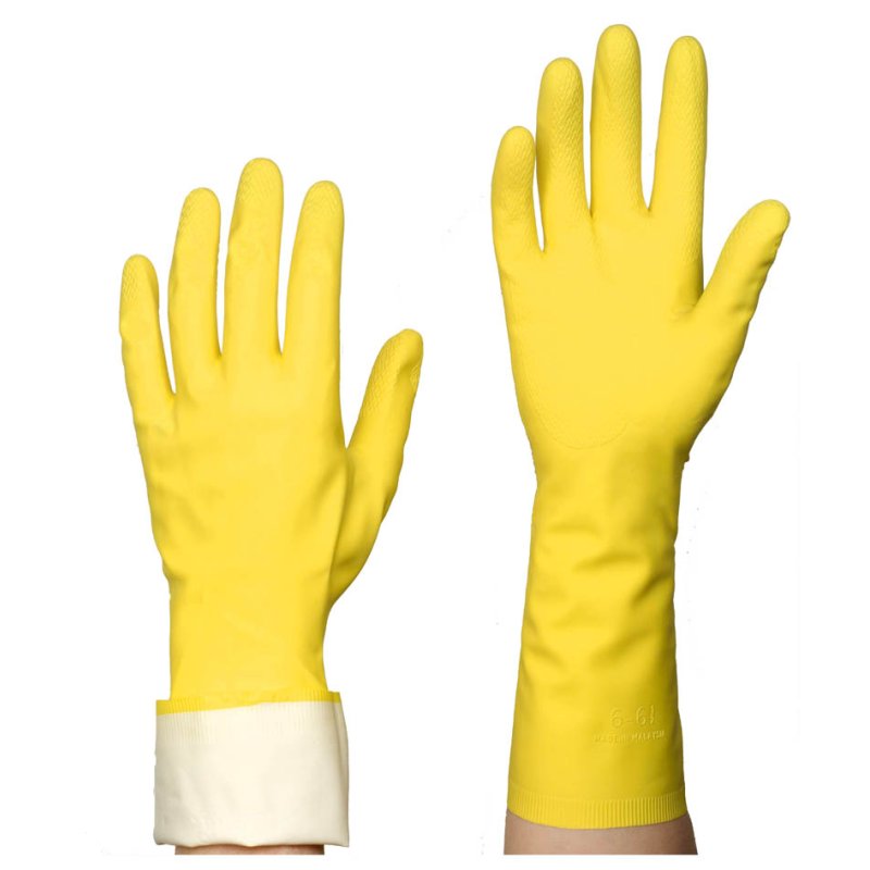 Spontex latex huishoudhandschoenen, maat M, geel, 1 paar